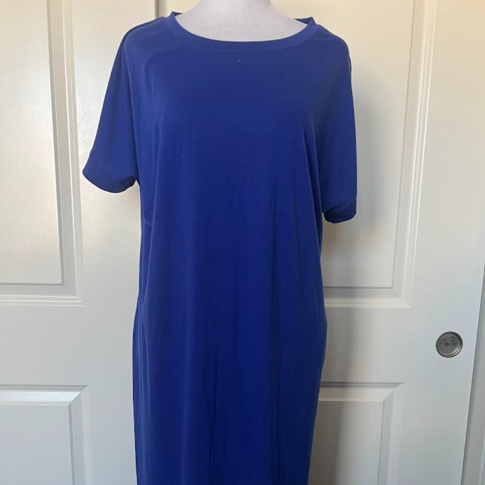 NWT Anrabess Blue Short Sleeves Round Hem Maxi Dress Size XL NEW